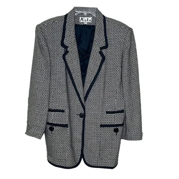 🆕 MIEKA Black and White Blazer Size 12 - Picture 1 of 4